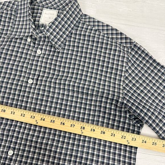 Billy Reid Men XL Button Down Long Sleeve Shirt Check Plaid Navy Preppy Italy - Picture 13 of 16